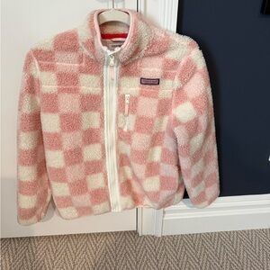 Youth Large Brand New w/o tags Vineyard Vines Pink & White Checkered Fleece